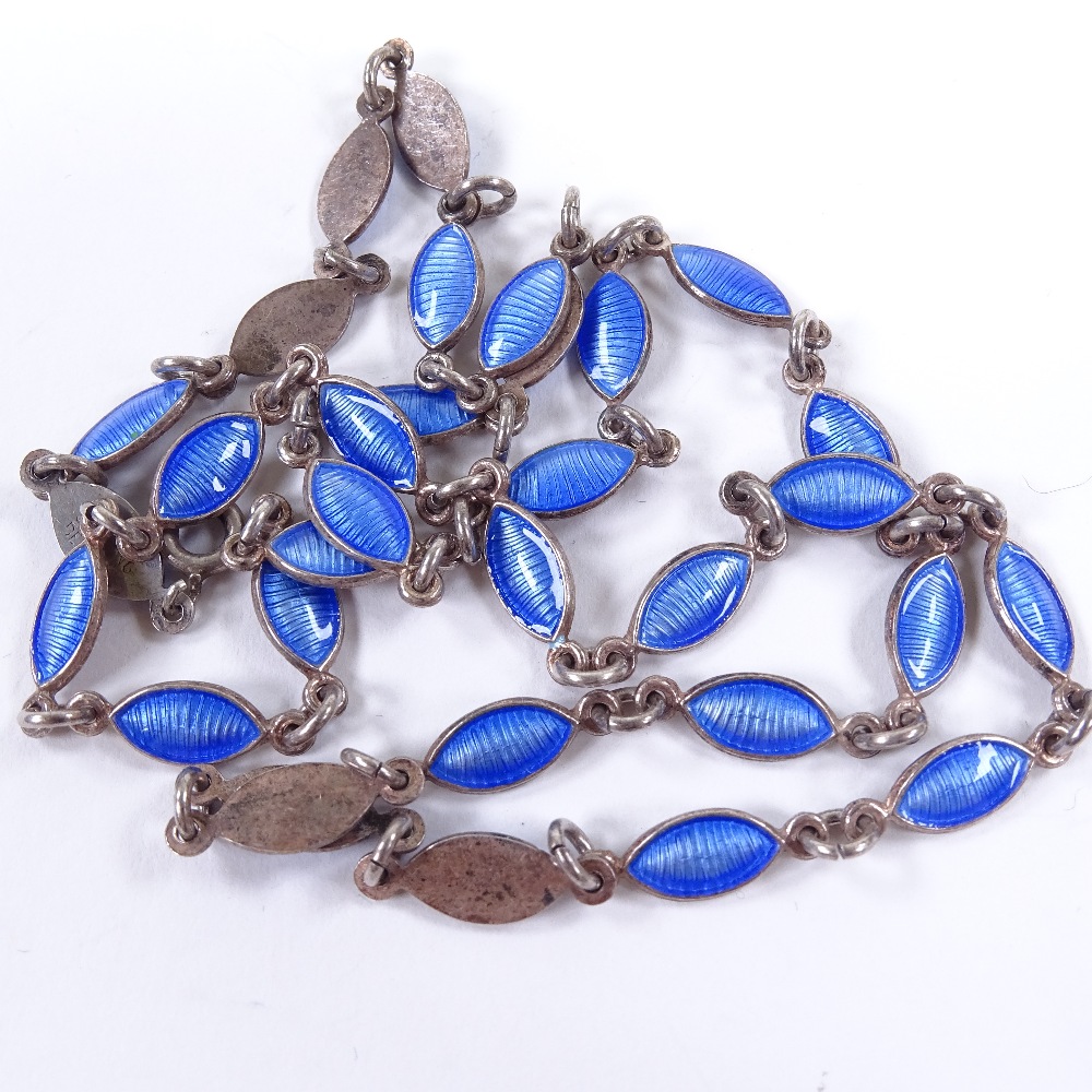 VOLMER BAHNER - a Vintage Danish sterling silver and blue enamel necklace, marquise enamelled - Image 5 of 5