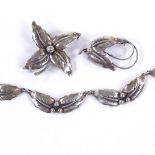 NIELS ERIK FROM - a Mid-Century Danish stylised sterling silver Berry demi-parure, comprising 1