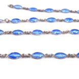 VOLMER BAHNER - a Vintage Danish sterling silver and blue enamel necklace, marquise enamelled