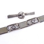 ERNST WILLY KNUDSEN - a heavy-gauge Vintage Danish modernist sterling silver floral bracelet,