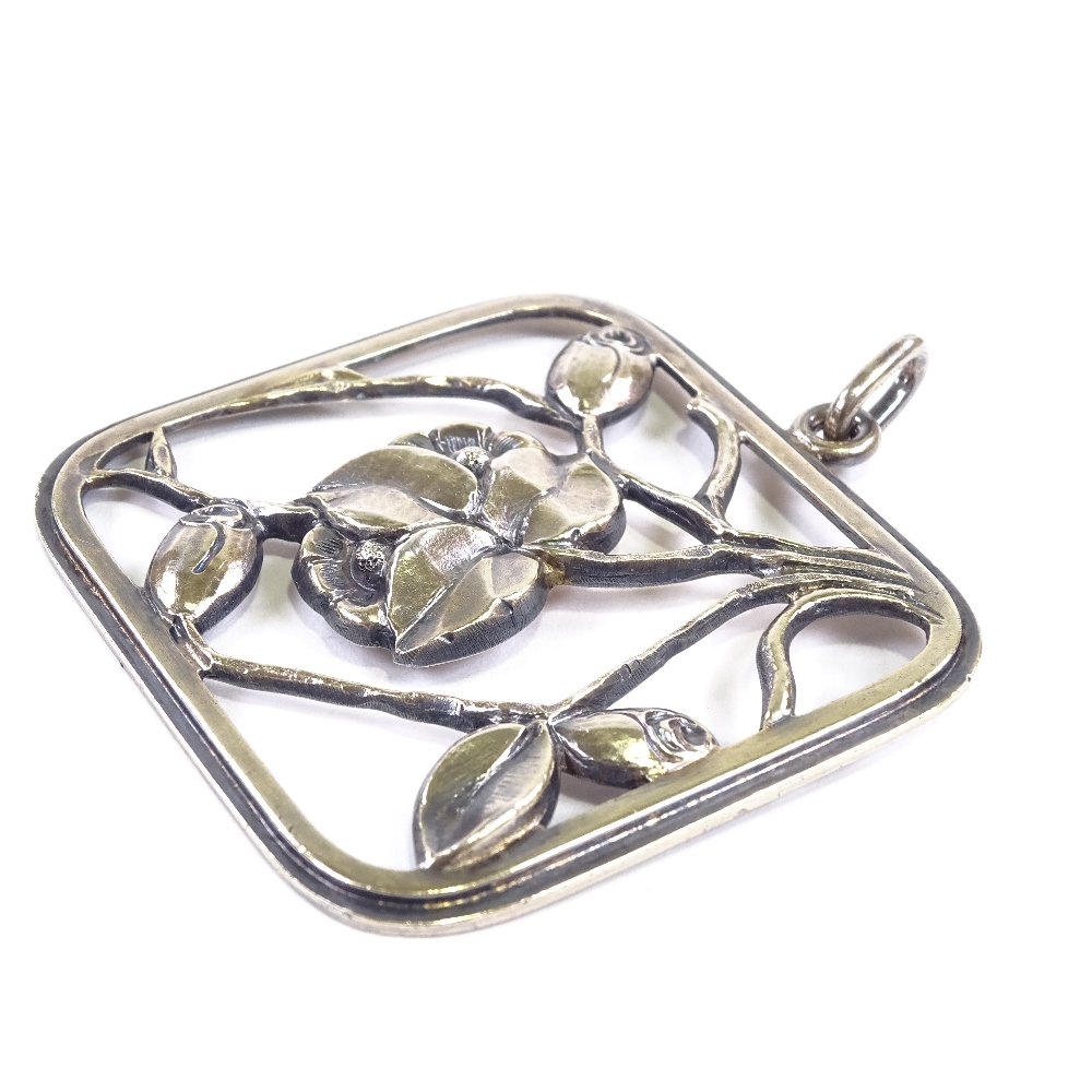 FRANTZ HINGELBERG - a large Vintage Danish vermeil sterling silver stylised floral pendant, - Image 2 of 5