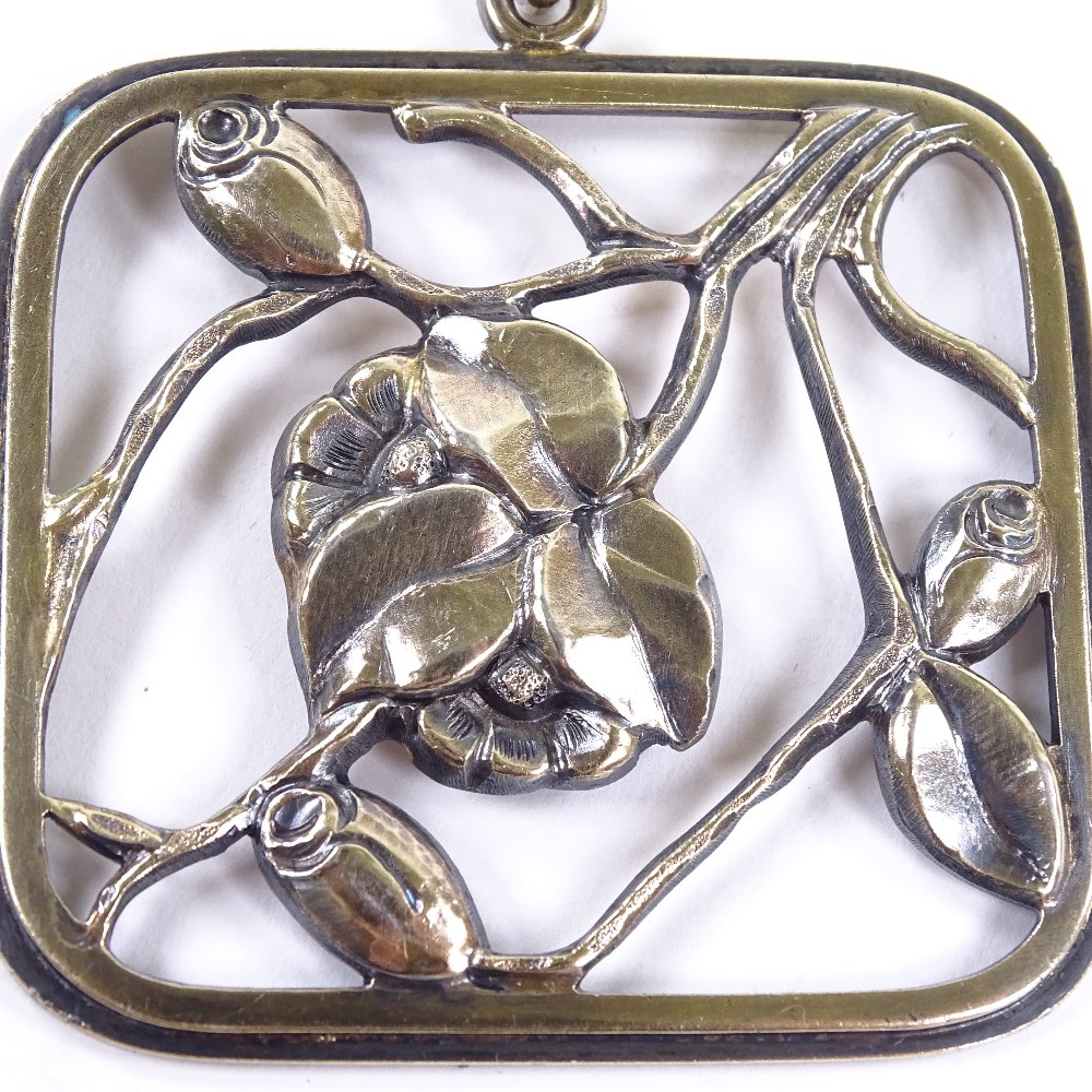 FRANTZ HINGELBERG - a large Vintage Danish vermeil sterling silver stylised floral pendant, - Image 5 of 5