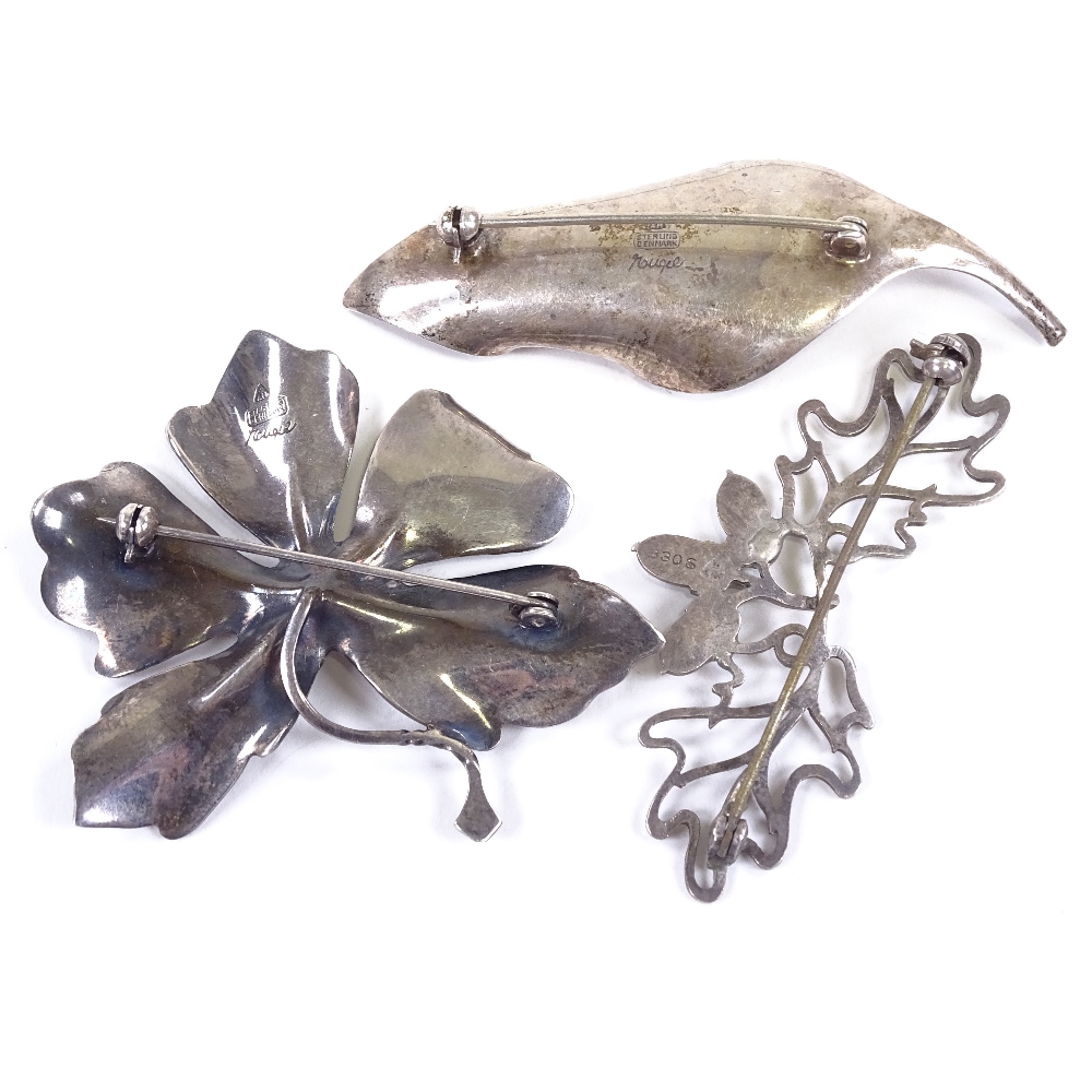 ANTON MICHELSEN - 2 Mid-Century Danish sterling silver stylised Rougie floral brooches, designed - Image 3 of 5