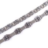 WILLY H JACOB KROGMAR - a Mid-Century Danish stylised silver flowerhead panel bracelet, maker's