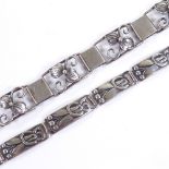 CHRISTIAN KNUDSEN HANSEN - a Mid-Century Danish modernist stylised silver leaf panel bracelet,