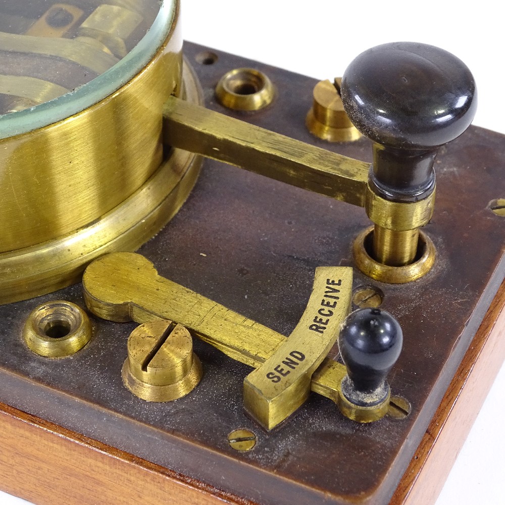 A GPO double current telegraph key with glass cover, on vulcanite and wood base, length 8.5" - Image 3 of 4