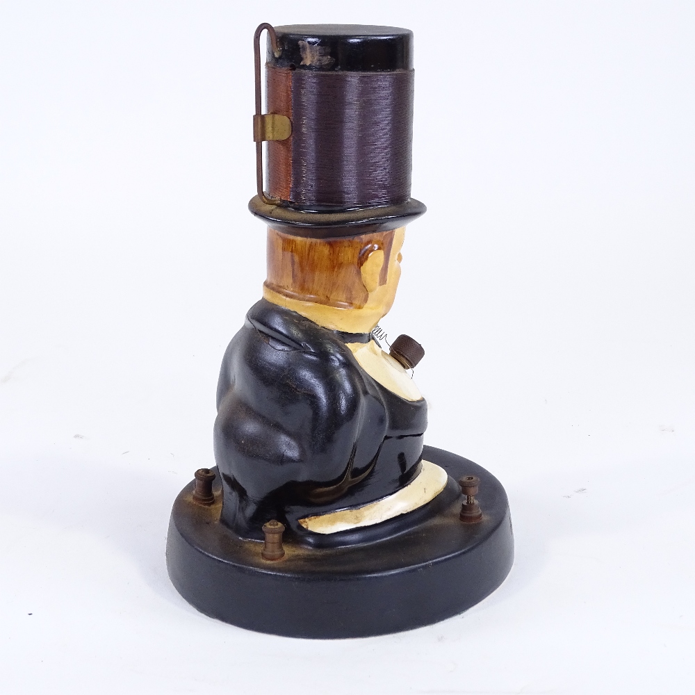 An Uncle Tom Grafton china crystal set radio, coil wound top hat and crystal holder shirt stud, 1924 - Image 3 of 4