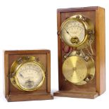 3 brass-bound alt meters, 2 with wooden cases, tallest 7.5"