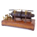 A Marconi Wireless Telegraph Company Ltd spark transmitter, for telegraph no. 196306, on walnut base