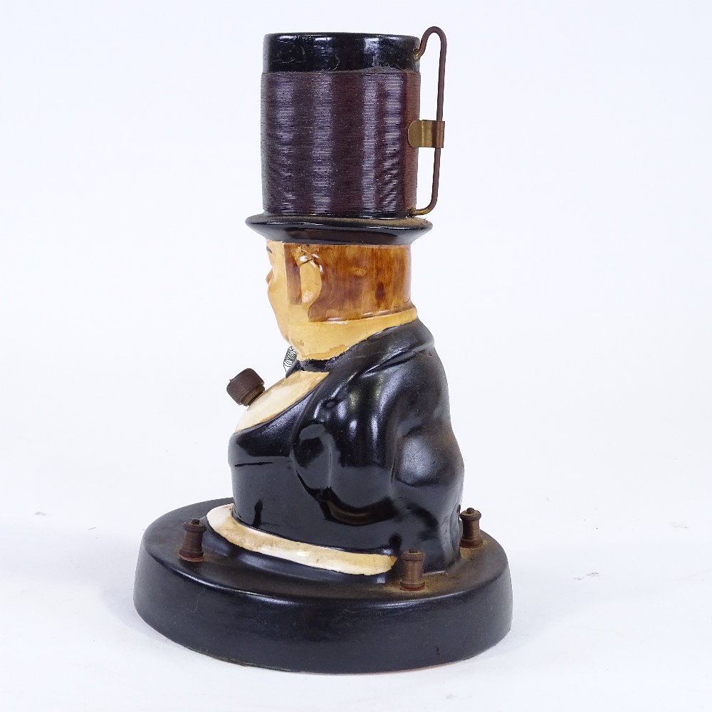 An Uncle Tom Grafton china crystal set radio, coil wound top hat and crystal holder shirt stud, 1924 - Image 4 of 4