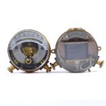 2 brass drum galvanometers, by Cambridge Instruments and Walters Electrical, 4.5" diameter