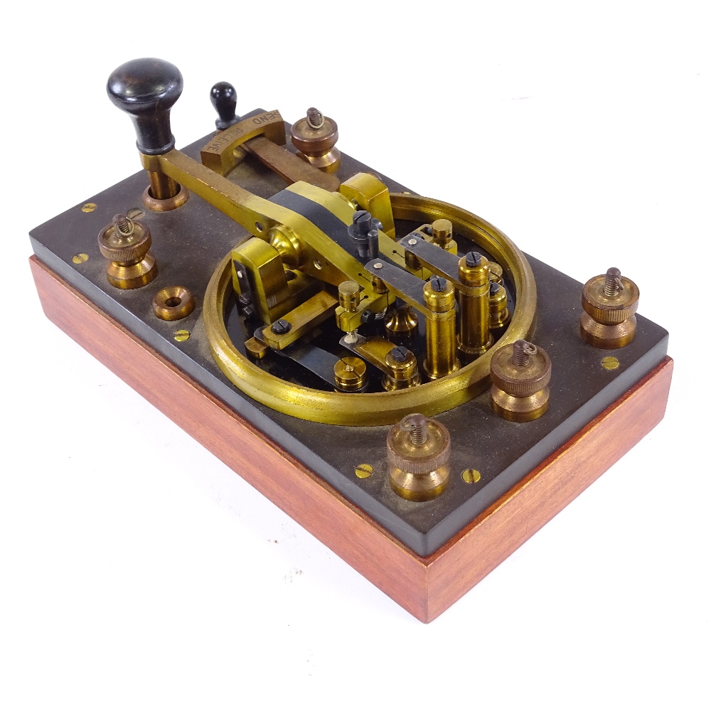 GPO style double current telegraph key with removable brass cover, length 8.5" - Image 3 of 4