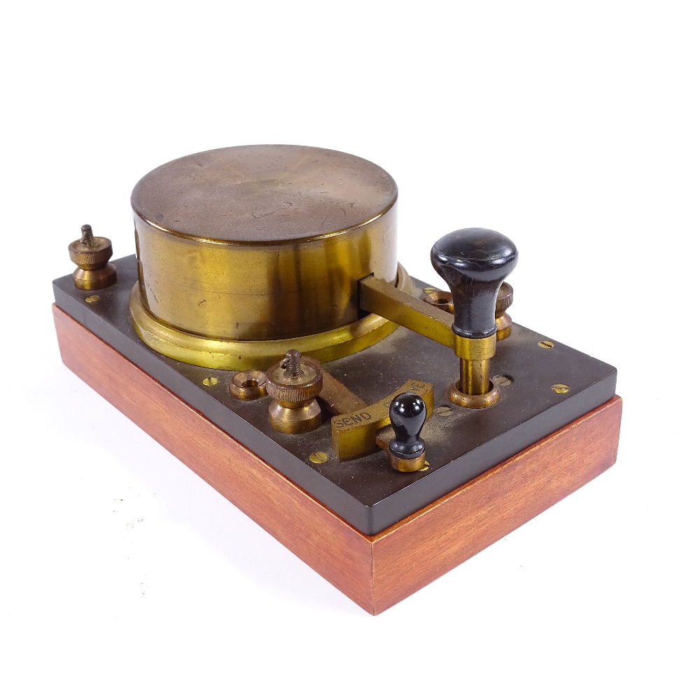 GPO style double current telegraph key with removable brass cover, length 8.5"