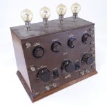 Ericsson 4-valve receiver radio set, serial no. E877, 1920s, height of case 12.5", length 17.5"