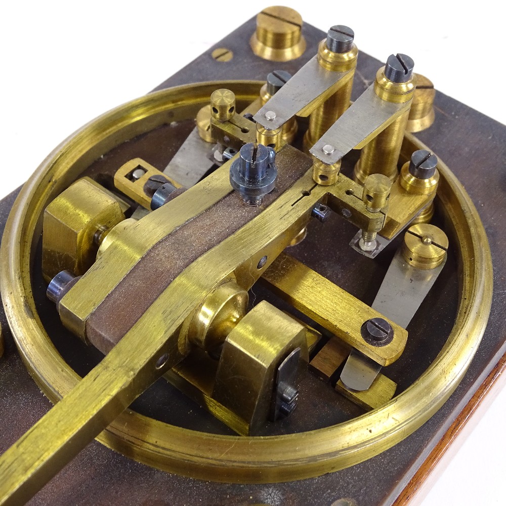 A GPO double current telegraph key with glass cover, on vulcanite and wood base, length 8.5" - Image 2 of 4