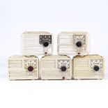 5 Ivalek for Ivory Electric Ltd, crystal or diode radios in white Bakelite body, 1950s