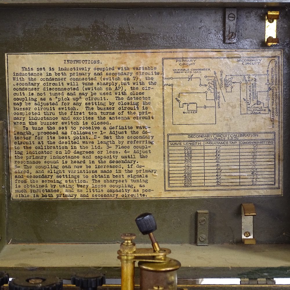 US Army Signal Corps, radio receiving set box type BC-14A, with original plaque on box, order no. - Image 2 of 7