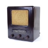 Minerva (German) World War II era 3-valve VE301DYN black Bakelite radio set, height 12.5"