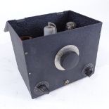 Eddystone (Australia), metal boxed valve wireless set with manufacturer's label for Stratton & Co