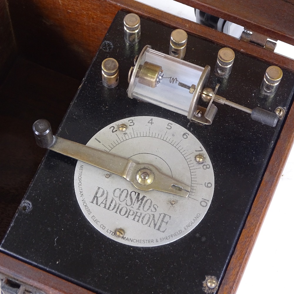 2 Cosmos radiophone boxed crystal set, type C1, including 1 set of headphones (2), height 7.5", - Image 2 of 4