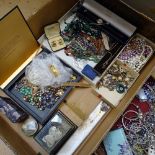 A tray of mixed costume jewellery, to include marcasite, stone set etc