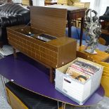 A mid-century HMV radiogram, with turntable, L126cm, and a quantity of records