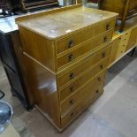 A mid-century walnut 6-drawer chest, W83cm, H113cm, D47cm