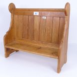 An apprentice piece pine highback settle, length 42cm, height 40cm