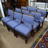 A set of 9 oak and upholstered dining chairs (8 and 1)