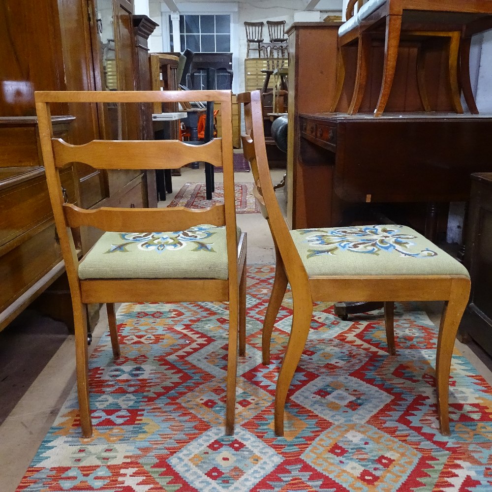 A set of 6 mid-century Regency Revival dining chairs, with woolwork seats - Image 2 of 2