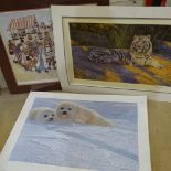 Anthony Gibbs, print, the great white tiger, Seeney-Lester, print, harp seal pups, and M Chapman,