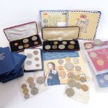 Cased sets of commemorative GB coins, sets of Britain's first decimal coins, and others (boxful)