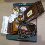 A quantity of miniature framed prints, decorative frames etc (boxful)