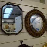 A circular gilt-framed convex wall mirror, overall diameter 45cm, and another octagonal wall