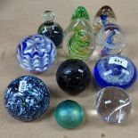 A collection of glass paperweights, largest height 11cm (11)