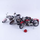 3 Franklin Mint Harley-Davidson Model Motorbikes, including Super Glide, 1998 Fat Boy, and Sportster