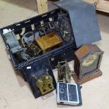 A Black Forest cuckoo clock case, spelter clock case, brass schiller carriage clock, various clock