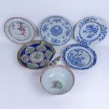 A group of Chinese porcelain, including a painted and gilded bowl, 19cm across, a similar plate (rim