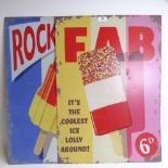 2 lithographed tin Ice Lolly advertising signs, height 70cm (2)