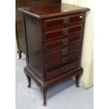 An Edwardian mahogany 6-drawer music chest, W52cm, H90cm, D38cm