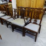 7 similar Georgian mahogany dining chairs in Chippendale style (6 and 1)