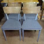 Ernest Race, a mid-century set of 4 BA chairs, with cast maker's marks and remains of original