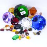 A quantity of over-sized glass and plastic classroom gemstone models
