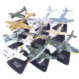 A set of Atlas Collectables diecast model military World War II aircraft, largest wingspan 22cm,