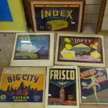 A collection of American advertising prints, largest 28cm x 35cm, clip-frames (10)