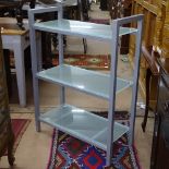 A metal and glass 3-tier open stand, W76cm, H102cm, D34cm