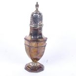 An Edward VII silver sugar caster, London 1904, height 22cm