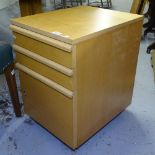 A modern beech 3-drawer office cabinet of small size, W40cm