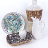 Various Studio pottery, including Raku glaze lamp base, small Lindform of Sweden duck egg vase,