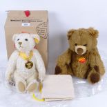 A Steiff champagne mohair millennium teddy bear, 30cm, and another Steif bear